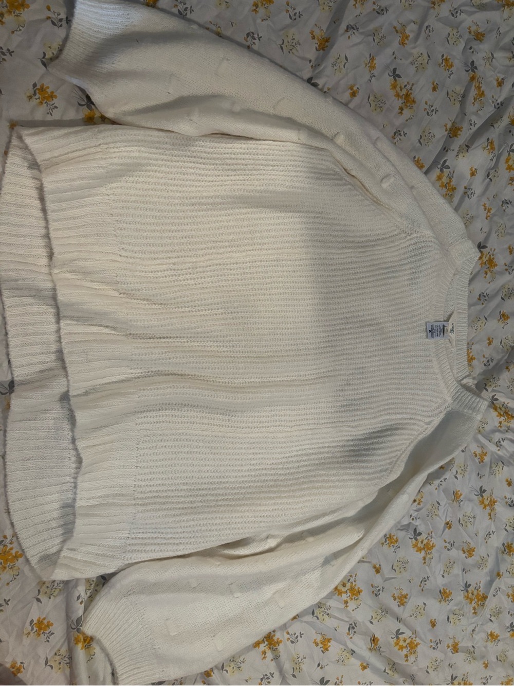 Terra & Sky Cream Ribbed Crewneck Sweater